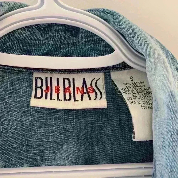 VINTAGE BILL BLASS Jeans  Distressed Bleached Denim Vest - Picture 3 of 6